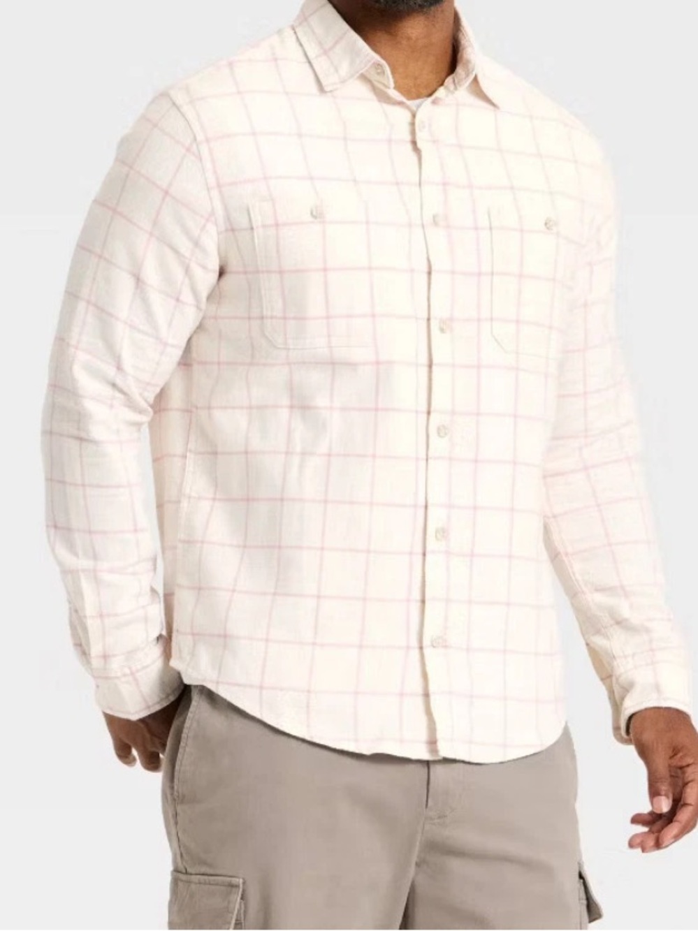 Goodfellow & Co Light Cream Windowpane Button-Down Shirt